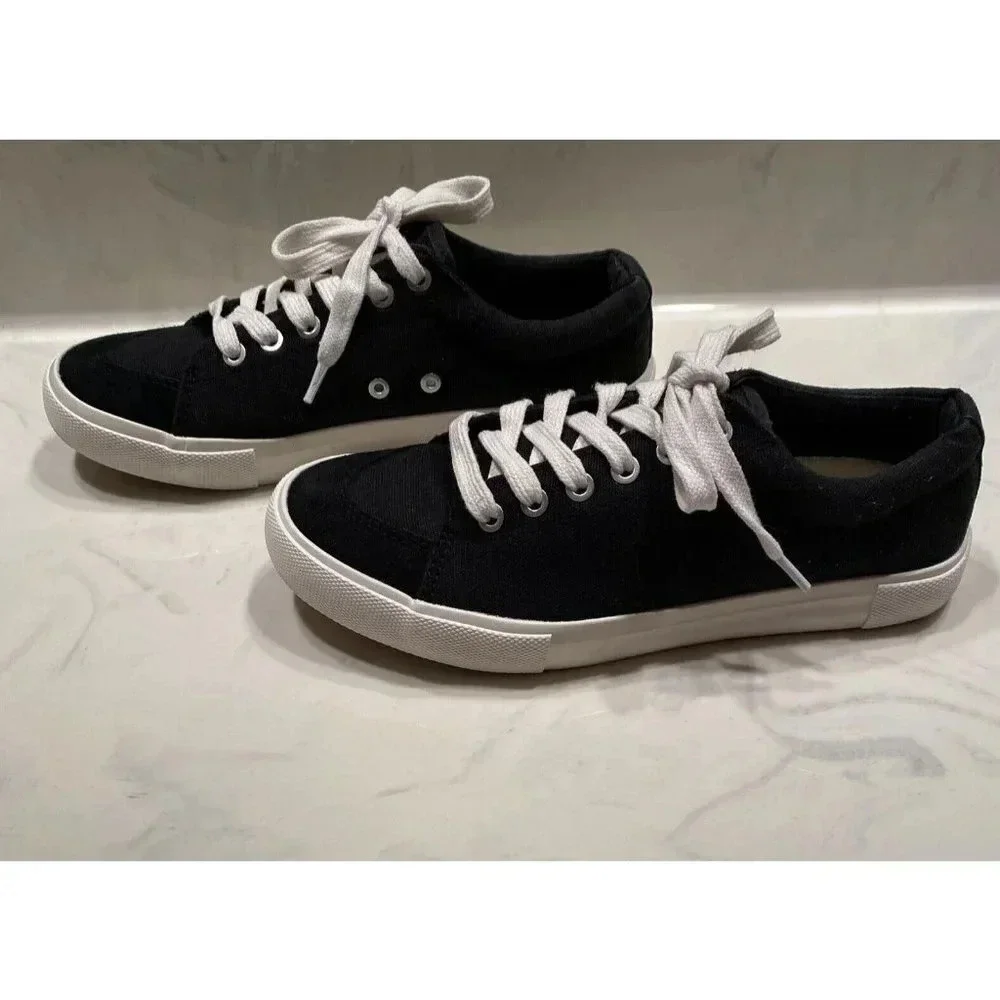 FIVE FOUR Black Canvas Lace Up Casual Boat Shoes Sneakers Men's Size 7 New